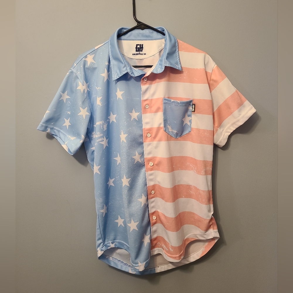 Greater Half American Flag Button Down Medium